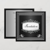 Black Silver Mannen Birthday Party - Persoonlijk Kaart (Voorkant / Achterkant)