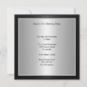 Black Silver Mannen Birthday Party - Persoonlijk Kaart (Achterkant)