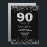 Black Silver Mannen vrouwen 90th Birthday Party Kaart<br><div class="desc">Black Silver Mannen vrouwen 90th Birthday Party Invitation Beauful Faux Silver Glitter Confetti Invitation. Collectie in Niche en Nest store. Design Courtesy of Studio Denmark</div>