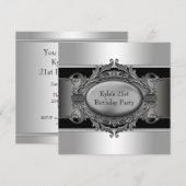 Black Silver Mans 21e verjaardagsfeest Kaart (Voorkant / Achterkant)
