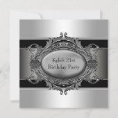 Black Silver Mans 21e verjaardagsfeest Kaart (Voorkant)