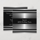 Black Silver Mans 40e verjaardagsfeest Kaart (Voorkant / Achterkant)