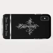 Black Silver Medieval Cross iPhone XS Max. Hoesje (Achterkant (horizontaal))