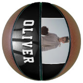 Black Silver Metallic Ball Name Foto Basketbal (Verticaal)