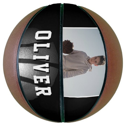 Black Silver Metallic Ball Name Foto Basketbal (Verticaal)