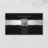 Black Silver Metallic Band Qr en Logo Visitekaartje (Achterkant)