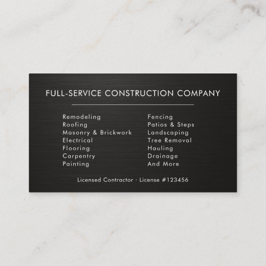 Black Silver Metallic Building Construction Visitekaartje (Achterkant)