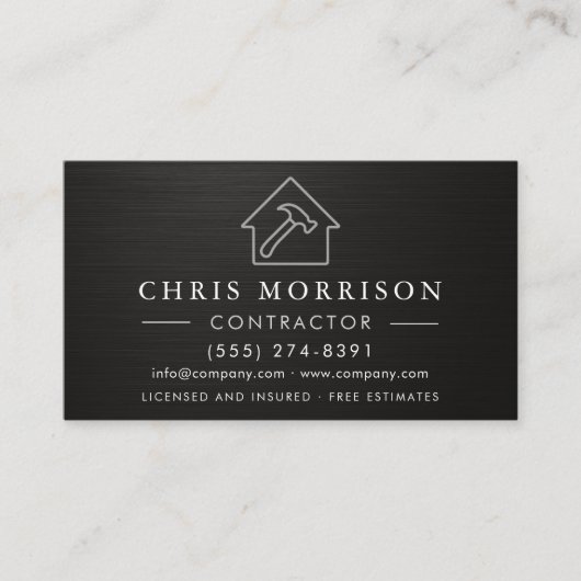 Black Silver Metallic Building Construction Visitekaartje (Voorkant)
