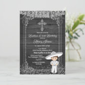 Black Silver Mexican Charro baptism & 3rd Birthday Kaart (Staand voorkant)