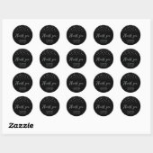 Black & Silver Modern Birthday Favor Bedankt Cla Ronde Sticker (Vel)