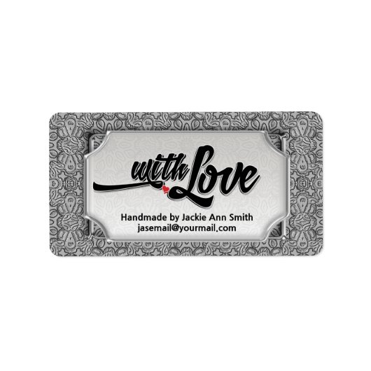 Black Silver Modern met Love Handmade Etiket (Voorkant)