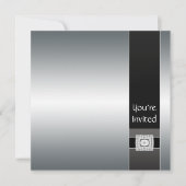 Black Silver Modern Party Invitation Sjabloon Kaart (Voorkant)