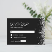 Black Silver Modern Weddenschapkaart RSVP Kaartje