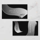 Black Silver Monogram Accountant Visitekaartje (Voorkant / Achterkant)