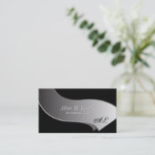 Black Silver Monogram Accountant Visitekaartje (Staand voorkant)