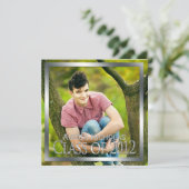 Black Silver Monogram Full Page Photo Afstuderen Kaart (Staand voorkant)
