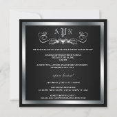 Black Silver Monogram Full Page Photo Afstuderen Kaart (Achterkant)