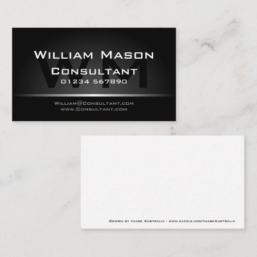 Black Silver Monogram Professional - Visitekaartje (Voorkant / Achterkant)