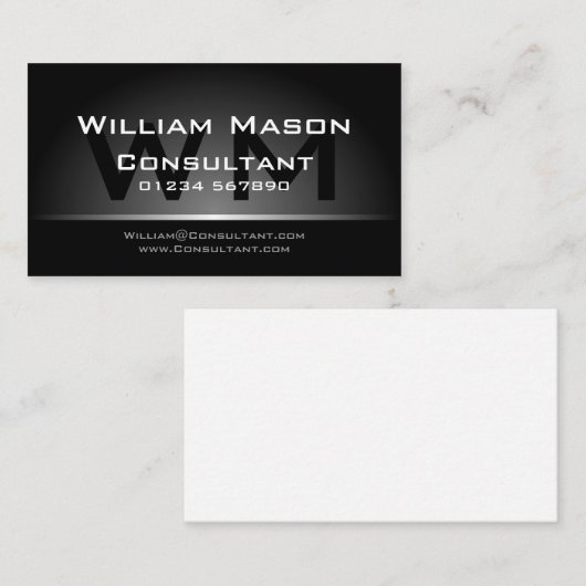 Black Silver Monogram Professional - Visitekaartje (Voorkant / Achterkant)