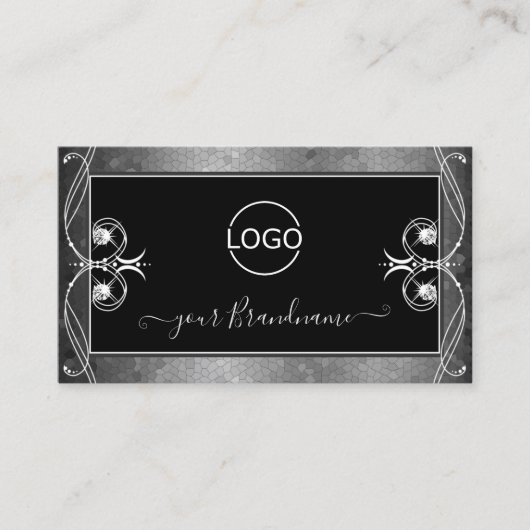 Black Silver Mosaic  Sparkle Jewelen voegen Logo t Visitekaartje (Voorkant)