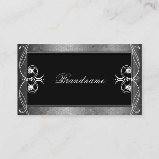 Black Silver Mosaic  Sparkle Jewels Ornament Visitekaartje (Voorkant)