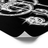 Black/Silver Music Note & Stiletto 50th Birthday Poster (Hoek)