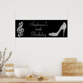 Black/Silver Music Note & Stiletto 60th Birthday Poster (Keuken)