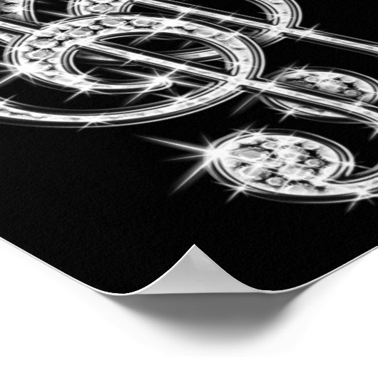 Black/Silver Music Note & Stiletto 65th Birthday Poster (Hoek)