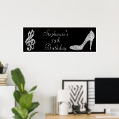 Black/Silver Music Note & Stiletto 75th Birthday Poster (Thuiskantoor)