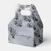 Black & Silver Music Treble Clef Tree Gable Box Bedankdoosjes (Voorkant Zijde)
