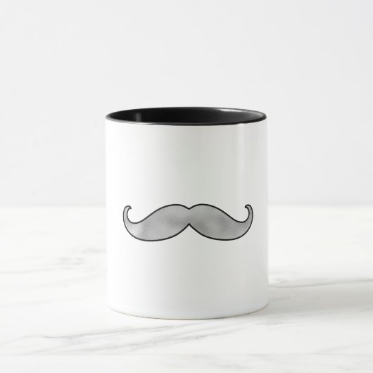 Black Silver Mustache Mok (Midden)