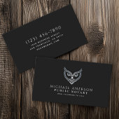 Black Silver Owl Minimal Notary Loan Signing Agent Visitekaartje