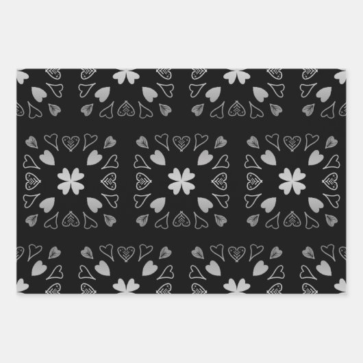 Black Silver Pattern Inpakpapier Vel (Voorkant 3)