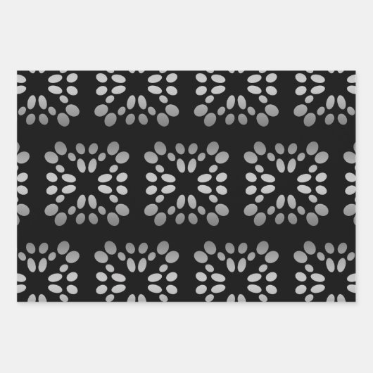 Black Silver Pattern Inpakpapier Vel (Voorkant 2)