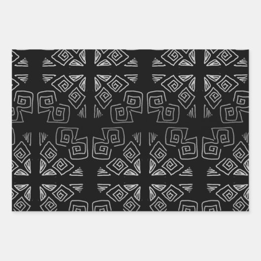 Black Silver Pattern Inpakpapier Vel (Voorkant)