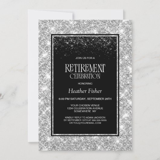 Black Silver Pensioen Partij Kaart (Voorkant)