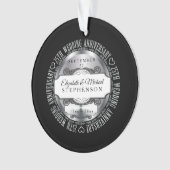 Black Silver Photo 25th Wedding Jubileum Ornament (voorkant)