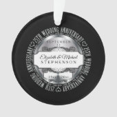 Black Silver Photo 25th Wedding Jubileum Ornament (voorkant)