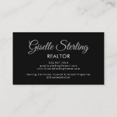 Black Silver Photo Monogram Realtor QR Code Visitekaartje (Achterkant)
