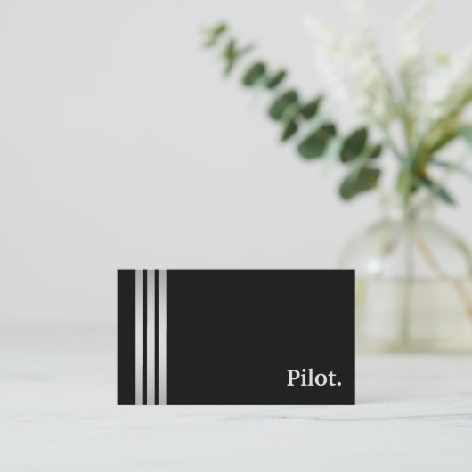 Black & Silver Pilot Professional Visitekaartje (Staand voorkant)