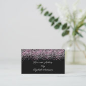 Black Silver Pink Glitter Overlay Glam Girly Visitekaartje (Staand voorkant)