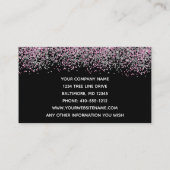 Black Silver Pink Glitter Overlay Glam Girly Visitekaartje (Achterkant)
