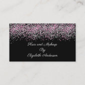 Black Silver Pink Glitter Overlay Glam Girly Visitekaartje (Voorkant)