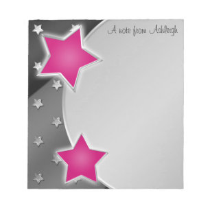 Black Silver Pink Stars Notitieblok