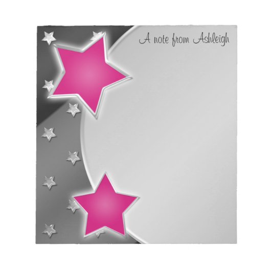 Black Silver Pink Stars Notitieblok (Voorkant)