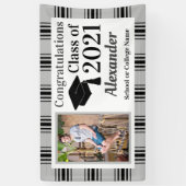 Black Silver Pset School Colors Afstuderen Spandoek (Verticaal)