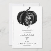 Black & Silver Pumpkin Storybook Fall Wedding Kaart (Voorkant)