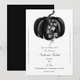 Black & Silver Pumpkin Storybook Fall Wedding Kaart