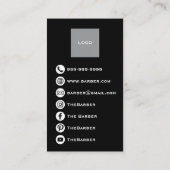 Black Silver Razor Blade Barber Business Card Visitekaartje (Achterkant)