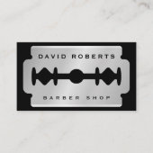 Black Silver Razor Blade Barber Business Card Visitekaartje (Voorkant)